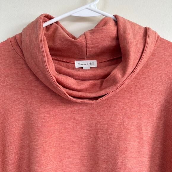 Garnet Hill Womens Tunic Top S Ginger Heather Cowl Neck Knit Oversized Tencel - Picture 2 of 11